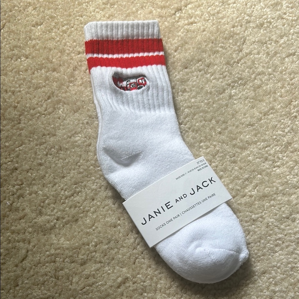 Janie and Jack White and Red Casual Crew Socks